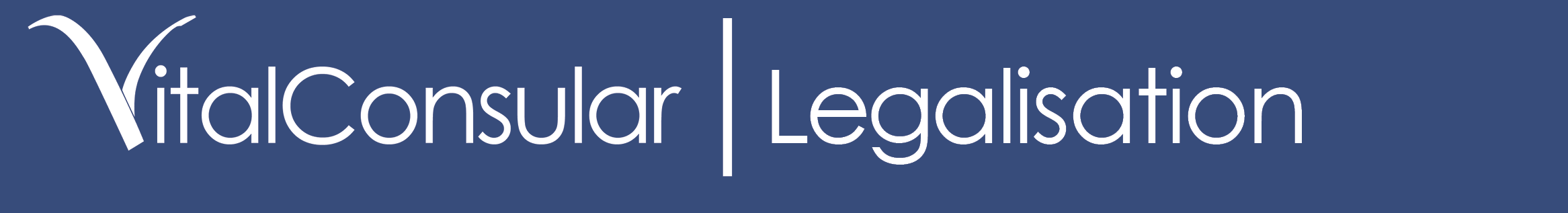 Vital Consular, document legalisation company, logo alongside the word 'Legalisation'